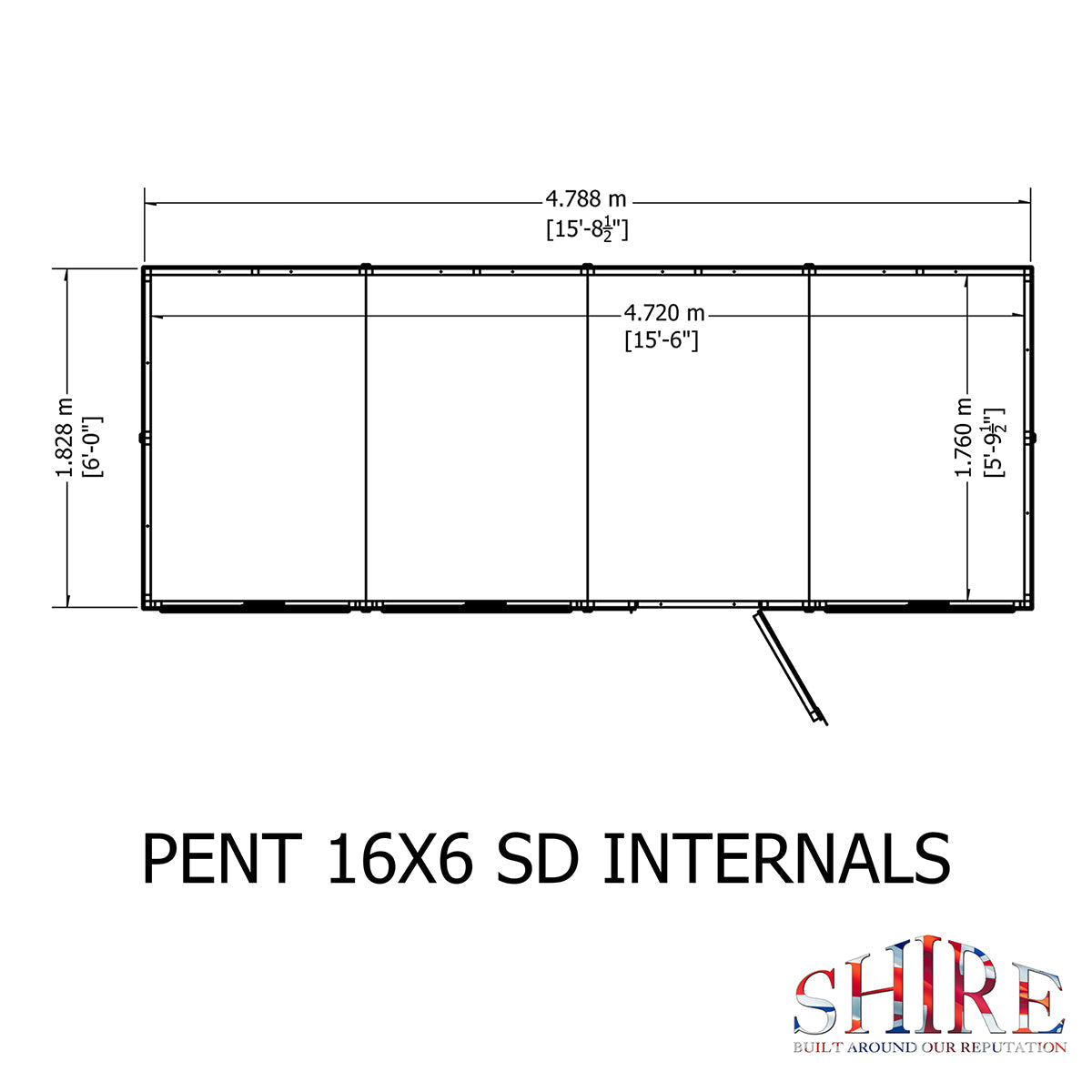 Shire Pent 16ft x 6ft Shiplap Shed NEW - Image 9