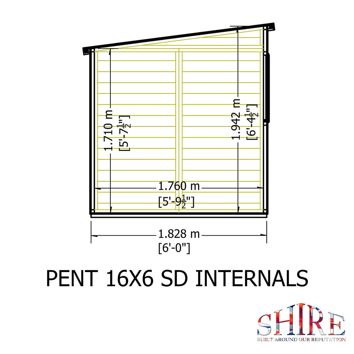 Shire Pent 16ft x 6ft Shiplap Shed NEW - Image 8