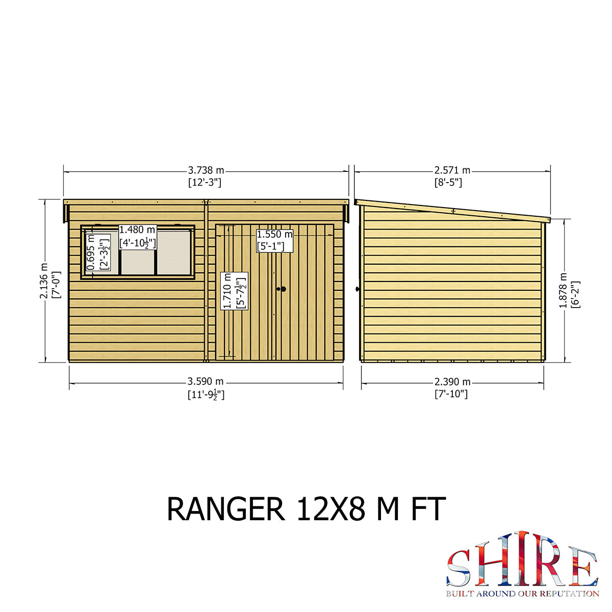 Shire Ranger 12ft x 8ft Pent Shiplap Shed - Image 9