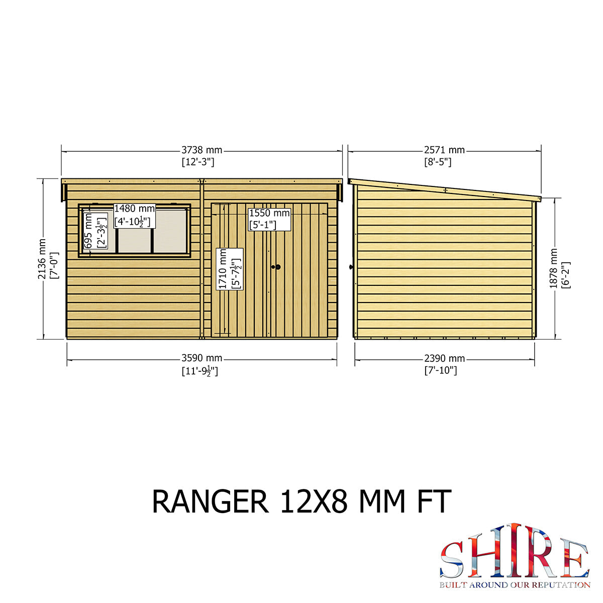 Shire Ranger 12ft x 8ft Pent Shiplap Shed - Image 8