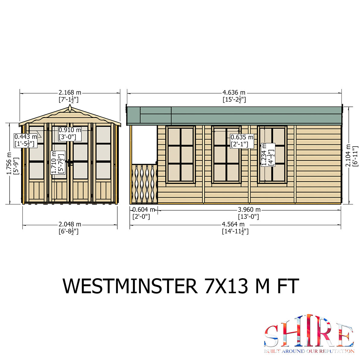 Shire Westminster 15ft x 7ft Summerhouse With Verandah - Image 10