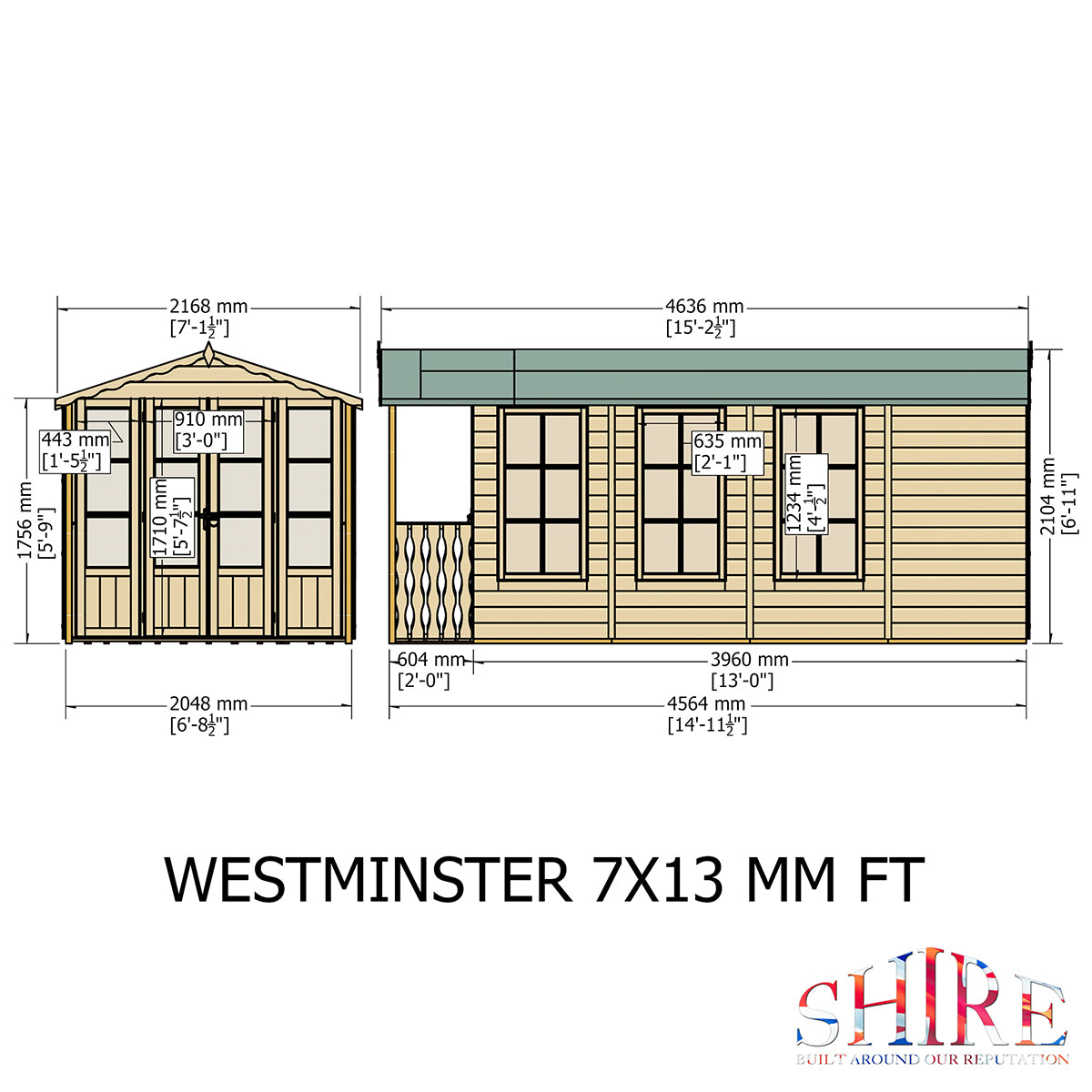 Shire Westminster 15ft x 7ft Summerhouse With Verandah - Image 9
