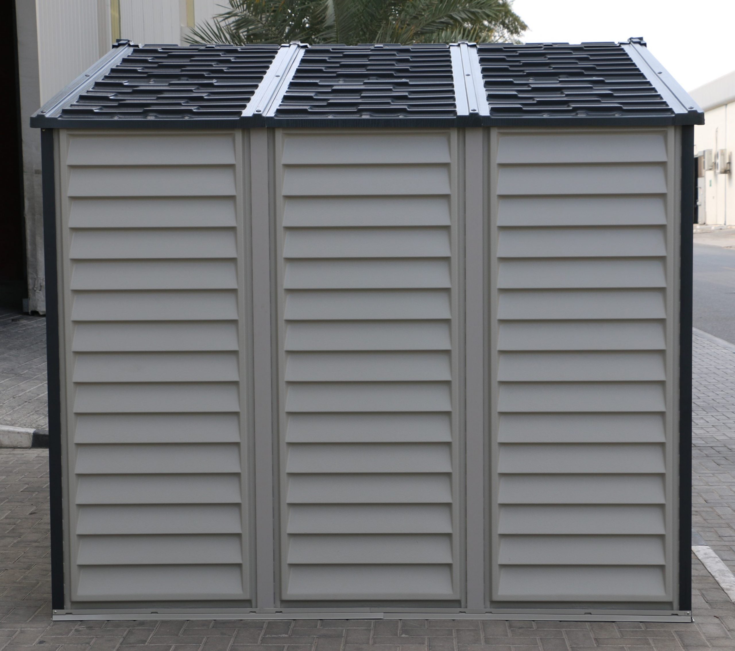 Duramax Woodside Plus - 10ft x 8ft Plastic Garden Shed in Grey - Image 2