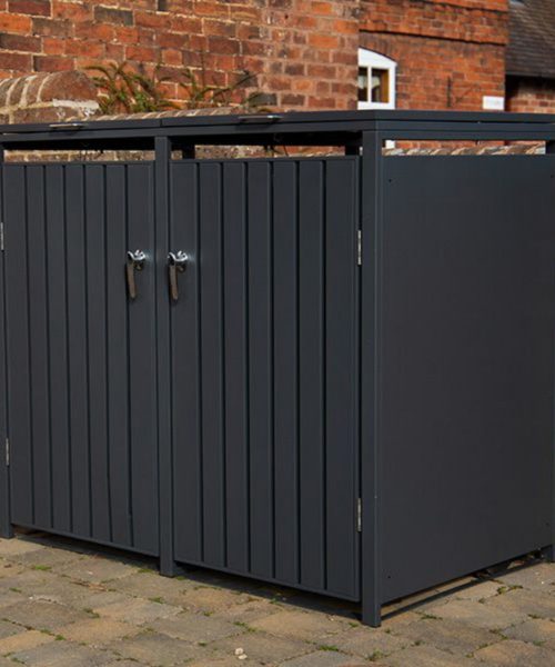 Anthracite Grey Wheelie Bin Storage - Double Bin Store
