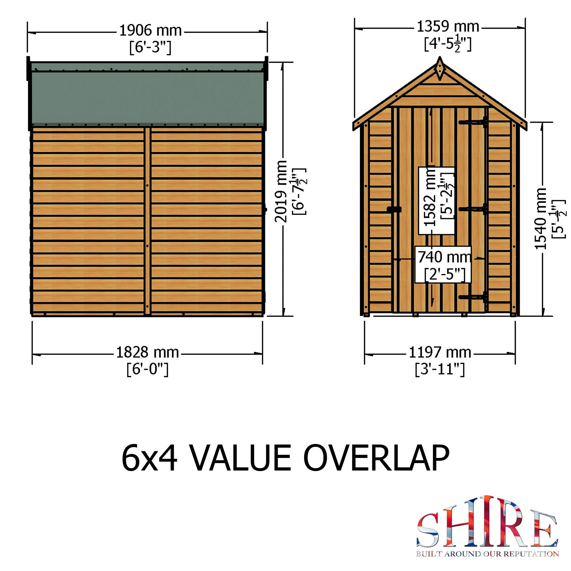 Shire Value Overlap 6ft x 4ft Shed - Windowless - Image 5