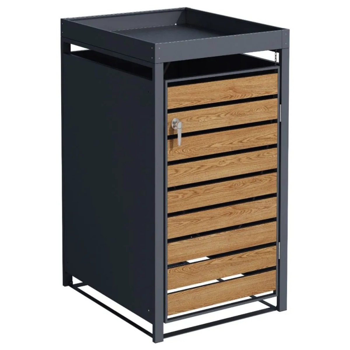 Wood Effect Wheelie Bin Storage With Planter- Single Bin Store - Image 2
