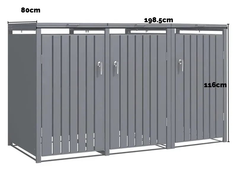 Wood Effect Wheelie Bin Storage - Triple Bin Store - Image 6