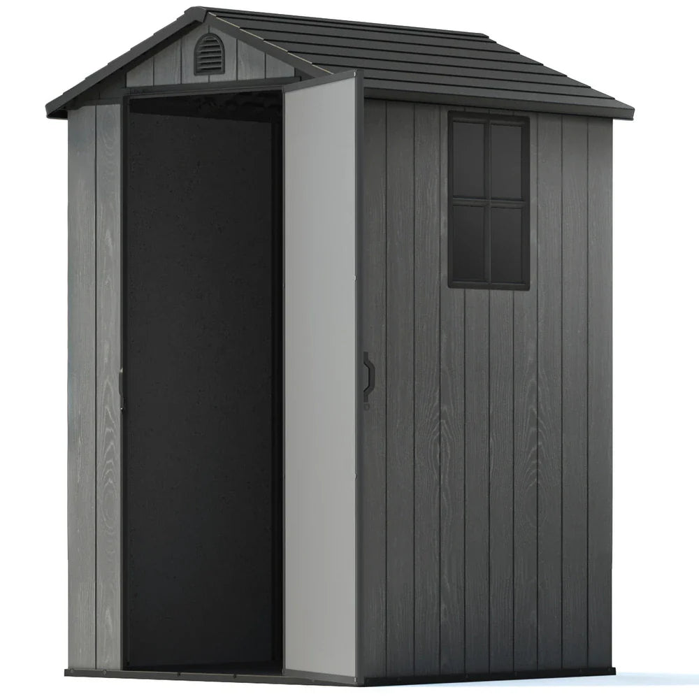 Pro Grade 4ft x 6ft Premium Plastic Garden Shed - Grey Wood Touch Texture - Image 4