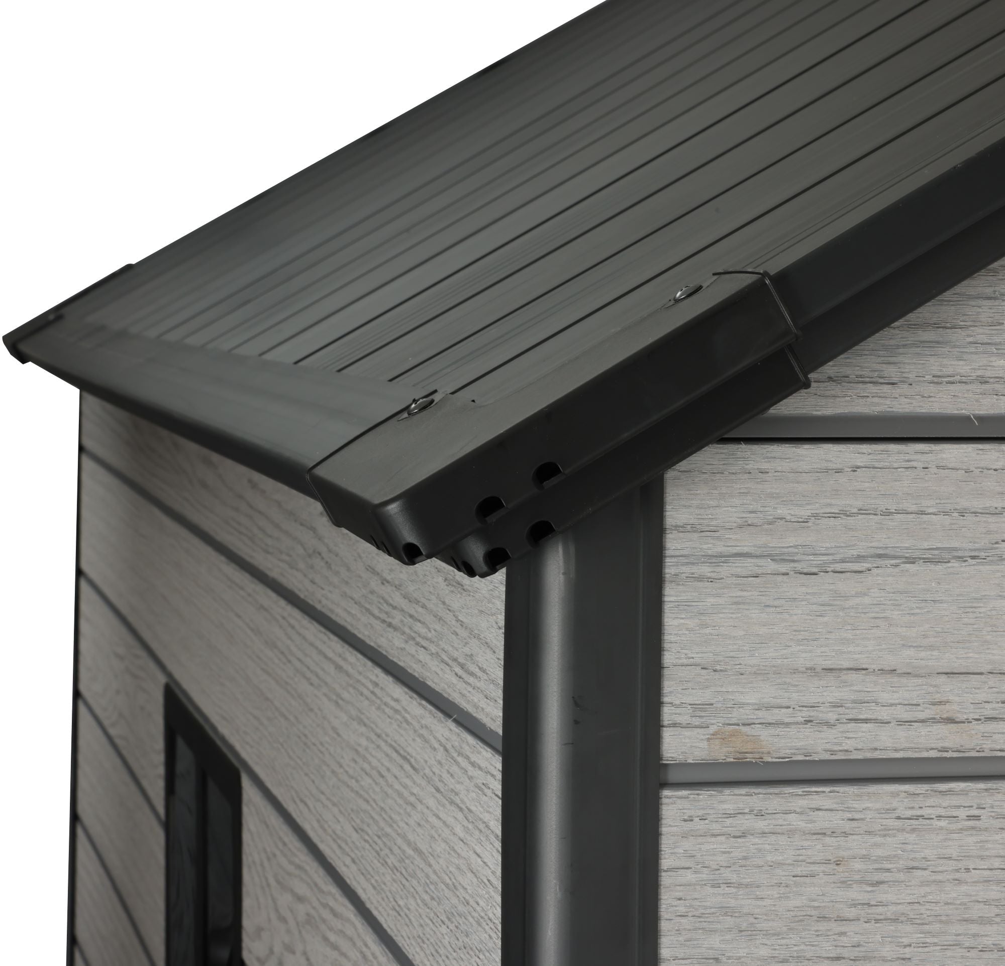 Pro Grade 8ft x 12ft Premium Plastic Double Door Garden Shed - Grey/Anthracite Wood Touch Texture - Image 5
