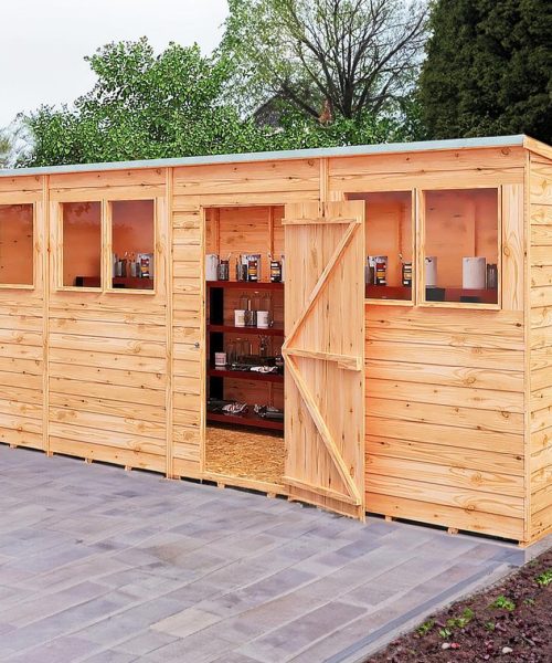 Shire NEW Garden Value 16ft x 6ft Overlap Pent Shed with windows