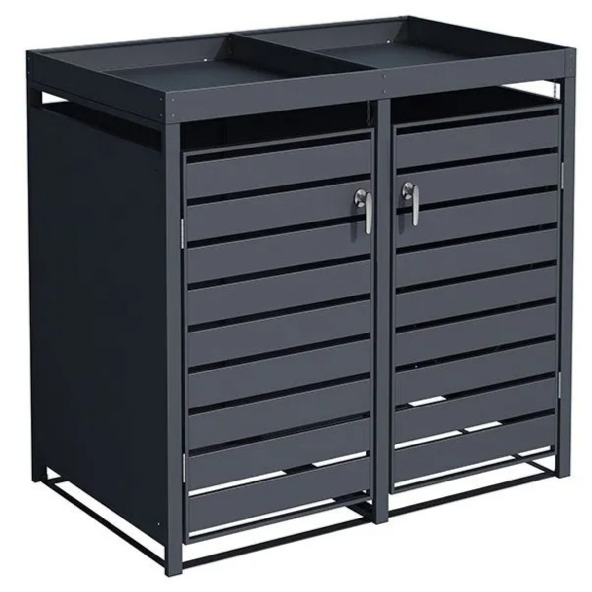 Anthracite Grey Wheelie Bin Storage With Planter- Double Bin Store - Image 4